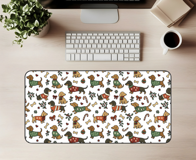 Cozy Christmas Pups Desk Mat | Christmas Desk Mat