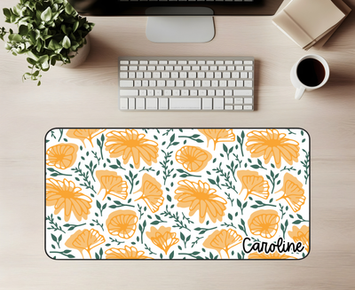 Golden Bloom Custom Desk Mat Spring Desk Mat