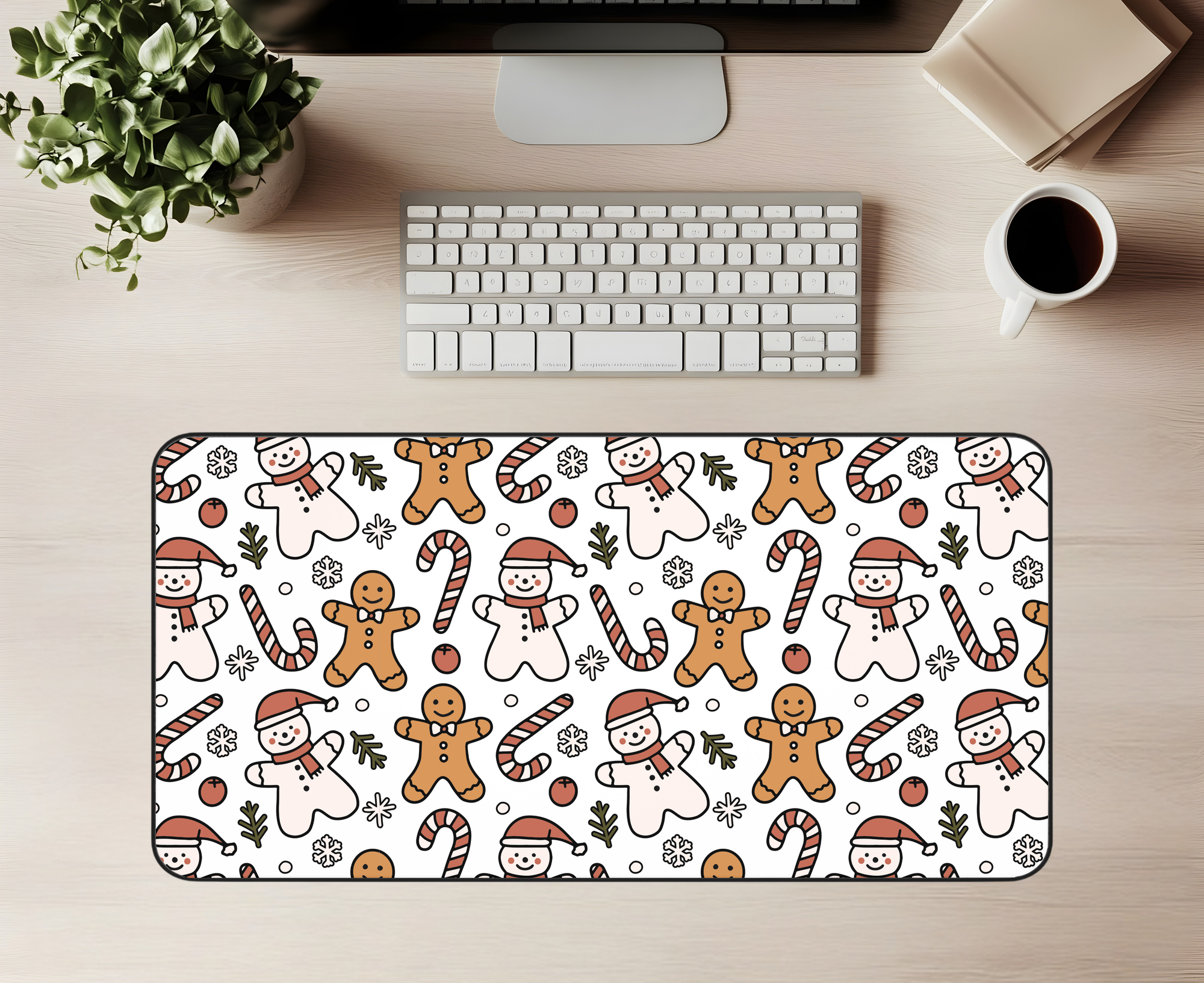 Gingerbread & Cheer Desk Mat | Christmas Desk Mat