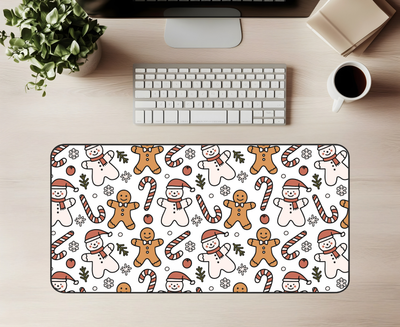 Gingerbread & Cheer Desk Mat | Christmas Desk Mat